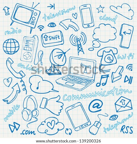 Communication & internet doodles vector