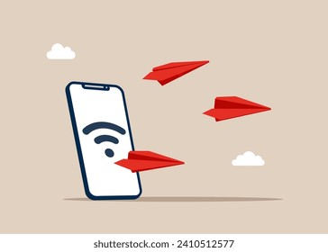 Communication in the internet. Email promotion. Flat vector illustration
