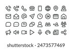 Communication isolated icons set. Set of classic UI website icons with editable stroke