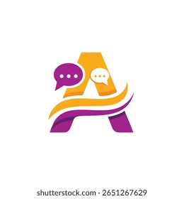 Communication Letter A Logo - Chat Bubble Messaging Design