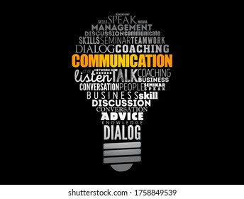 COMMUNICATION light bulb word cloud collage, business concept background