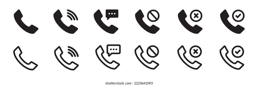 Communication lin and solid icons set