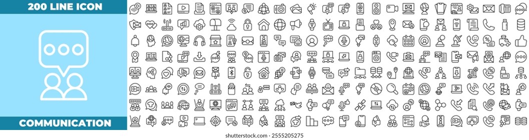 Communication Line Editable Icons set. Vector illustration in modern thin line style of communication icons: communication, mobile, message, etc