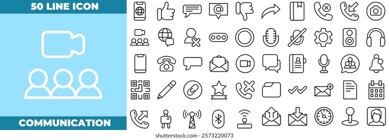 Communication Line Editable Icons set. Vector illustration in modern thin line style of communication icons: team, business, person, etc