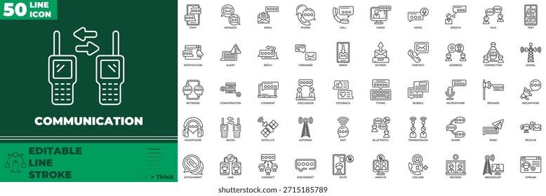 Conjunto de iconos editables de línea de comunicación