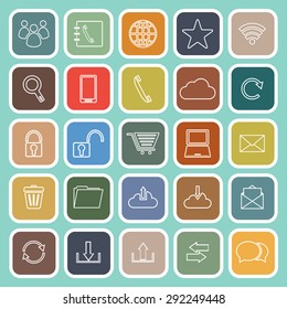 Communication line flat icons on green background, stock vector