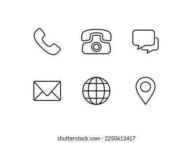Communication line icon set. Contact us outline icon sign symbol design