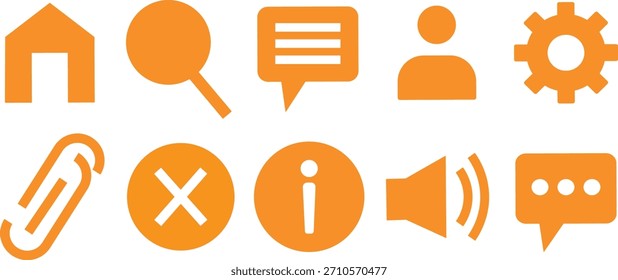 Conjunto de iconos de línea de comunicación, contacto, búsqueda, corazón, chat, Configuraciones, globo y marca de verificación, símbolos de Asistencia de comunicación,

