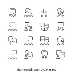 Communication Line Icon Set. Teamwork, Collaboration, Business Icon