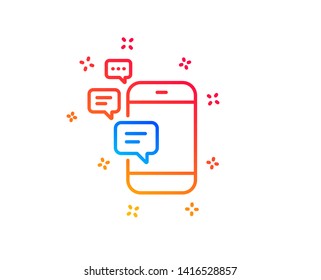 Communication line icon. Smartphone chat symbol. Business messages sign. Gradient design elements. Linear communication icon. Random shapes. Vector