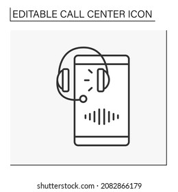 Communication line icon. Voice messages for customer consultation. Application on smartphone. Call center concept. Isolated vector illustration. Editable stroke