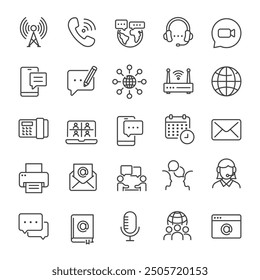 Communication line icons collection. For website marketing design, logo, app, template, ui, etc. Vector illustration.