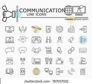 Communication line icons with minimal nodes and editable stroke width and style