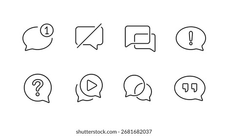 Communication line icons set – chat, messaging, dialogue symbols for apps