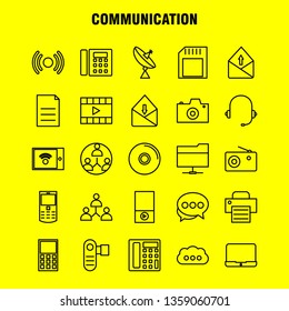 Communication Line Icons Set For Infographics, Mobile UX/UI Kit And Print Design. Include: Laptop, Computer, Device, Electronics, Mobile, Collection Modern Infographic Logo and Pictogram. - Vector