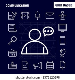 Communication Line Icons Set For Infographics, Mobile UX/UI Kit And Print Design. Include: Laptop, Computer, Device, Electronics, Headphone, Media, Music, Sound, Collection Modern Infographic Logo and