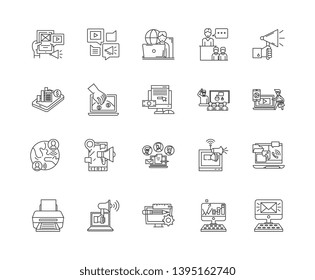 Communication line icons, signs, vector set, outline illustration concept 