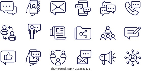 diseño vectorial de iconos de línea de comunicación 