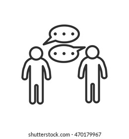 Communication linear icon. People and speech cloud. Thin line design 
