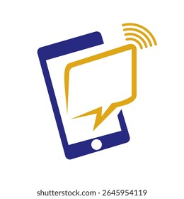 Communication Logo Concept With Mobile and Chat Symbol Vector Sign