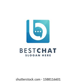 Communication logo design, Letter B chat icon vector