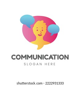communication logo design template vector