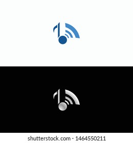 Communication logo. Music Logo. Technology logo. Wifi signal. Music note symbol.