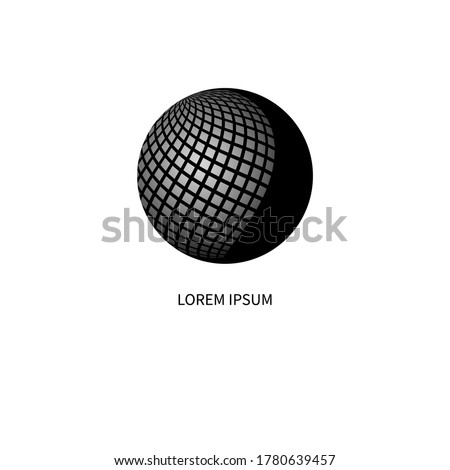 Communication logo, networking icon with blak sphere, business logo, telecommunications symbol