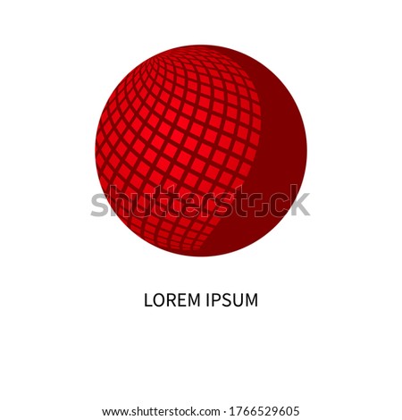 Communication logo, networking icon with red sphere, business logo, telecommunications symbol