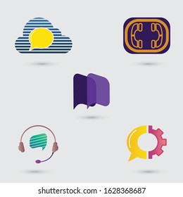 Communication logo set, dialogue icon, vector template
