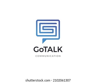Plantilla de logotipo de comunicación. Diseño de logotipo de chat en línea