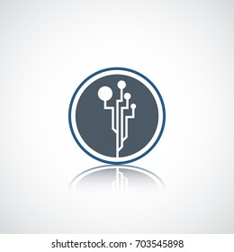 Communication logo template. Technology and communication icon. Circuit element. 