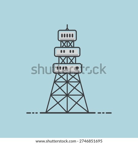 communication mast station design linear vector equipment
