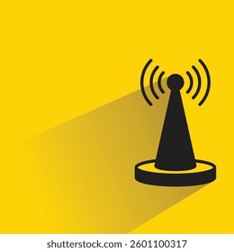 communication mast and tower icon with shadow yellow background
