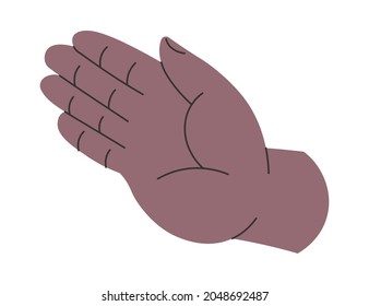 Communication with mean of gestures and signs, isolated hand showing stop symbol. Palm with fingers waving hello or bye, greetings or farewell. Interaction and non verbal talk. Vector in flat style