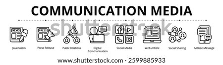 Communication Media Banner Web Icon Set Vector Illustration