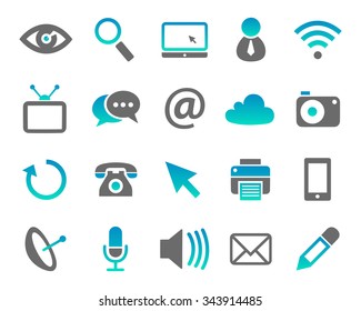 Communication and media icon set. 
