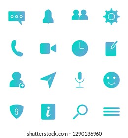 Communication and Media Icon Set for app, web. Gradient Style, Vector