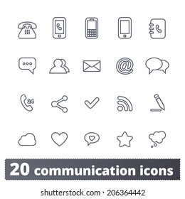 Communication and media icons: internet vector set for web and applications