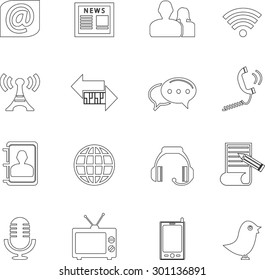 Communication and Media Icons Set