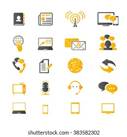 Communication & Media Icons Set