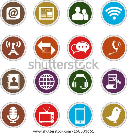 Communication and Media Icons Set