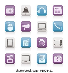 Communication and media icons - vector icon set