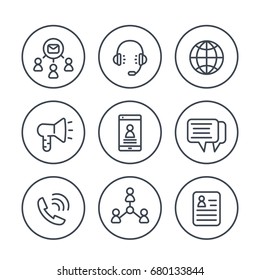 communication, media line icons on white
