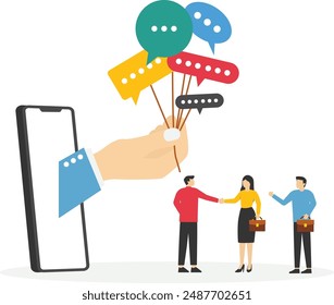 Communication and media, Public Relations to communicate company information. Flat vector illustration

