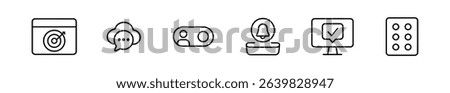 Communication and meeting line icon set. chat, alert, collaboration outline icons