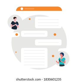 Kommunikationstext auf Vektor-Flachillustrationen von Smartphones
