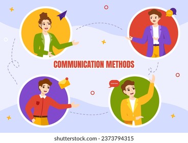 Communication Methods Vector Illustration with Team Referral Marketing, Project Management, Social Networks and Public Relations in Flat Background
