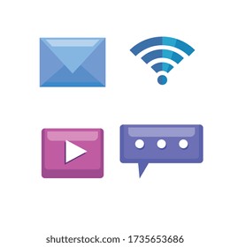 communication mobile icons and social network vector illustration design