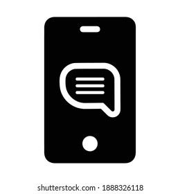 Comunicación, icono de mensajería móvil. vector de color negro